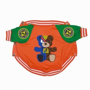 PET CLOTHES- Colorblock Teddy Patch Dog Jacket in Orange and Green